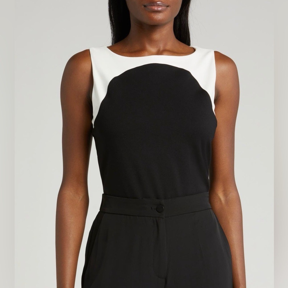 Halogen Sleeveless Black Color Block Tank Top NWOT‎